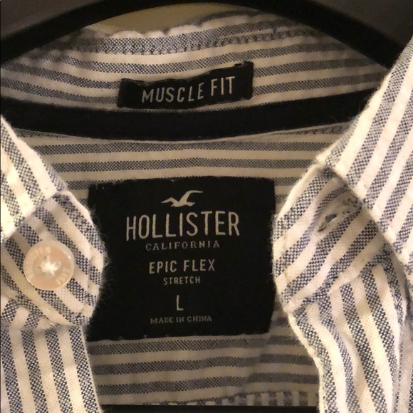 Hollister Men’s large button up blue stripe - Picture 2 of 3